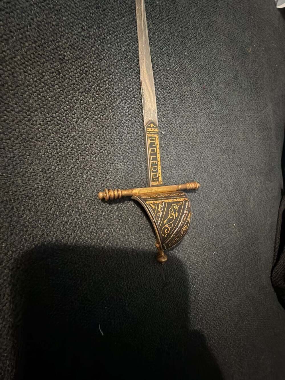 Vintage Spanish Toledo Damascene Letter Opener Sword uncommon